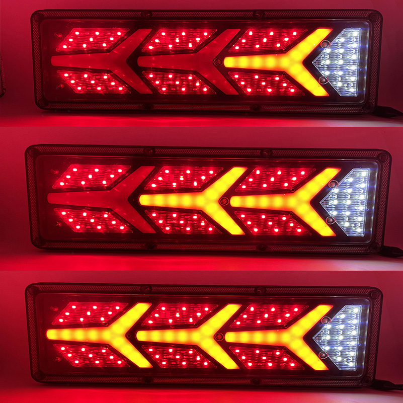 Σετ Universal Αδιάβροχα Δυναμικά LED Πίσω Φανάρια Πορείας - STOP - Φλας - Ομίχλης - Όπισθεν για Φορτηγά & Τρέιλερ 24V 46x13x2cm 2τμχ